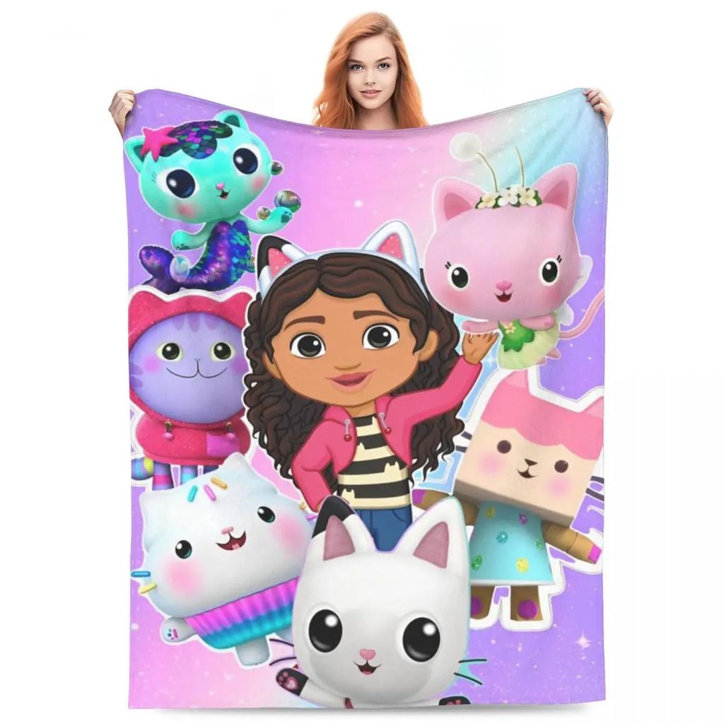 Cute G-Gabbys Girl Dollhouse Blankets Fleece Spring/Autumn Magic House Breathable Soft Throw Blanket for Bed Couch Rug Piece