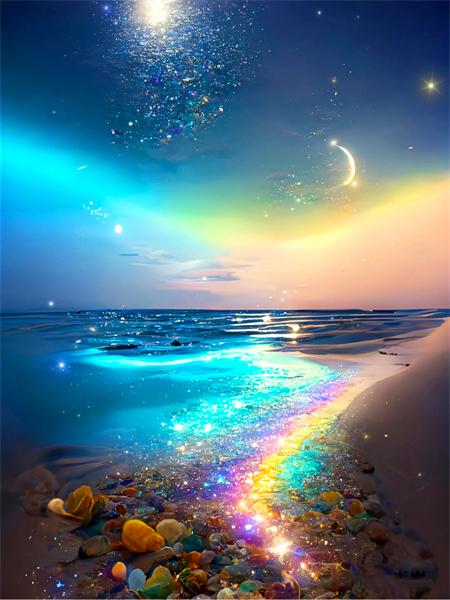5d Diamond Painting Full Drill Moon Seaside Landscape Home Decor Embroidery Mosaic Beachfantasy Home Decor