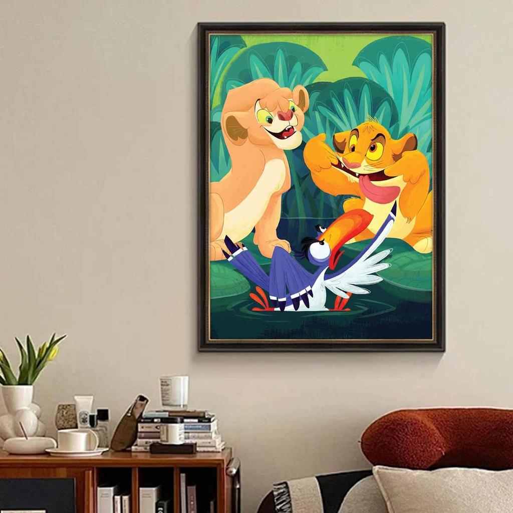 Full Round Diamond Painting The Mischievous Little Simba At The Picnic Art Rhinestone Picture Mosaic DIY 5D Cross Stitch Embroidery Home Decoration