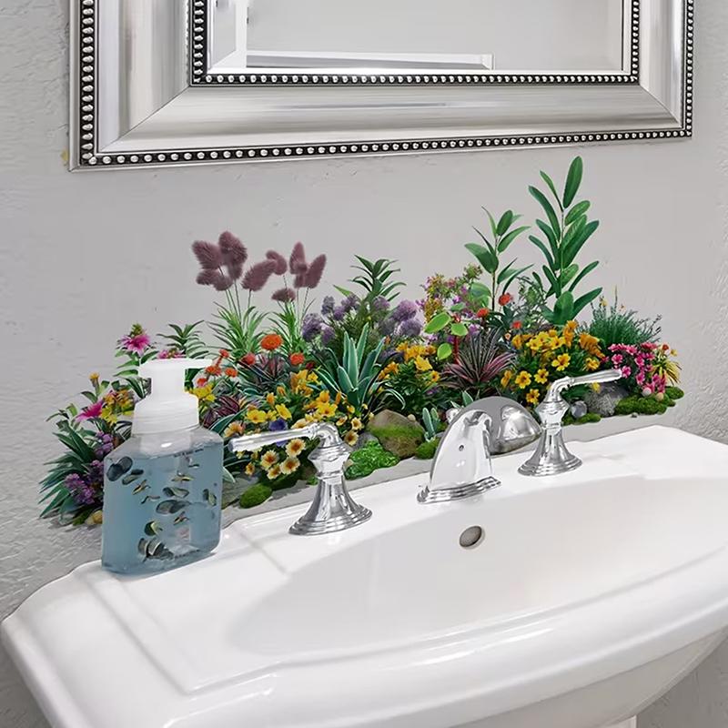 Blumen Wandaufkleber Abnehmbar Selbstklebend Badezimmer Aufkleber Küchenspüle Rückwand Dekoration Fliesen Aufkleber