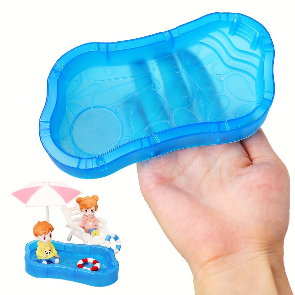 A Realistic Mini Indoor Swimming Pool, a Blue Pool for Dollhouse Decoration, Birthday Parties, a Vibrant Blue Mini Swimming Pool