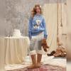 UNIFREE Retro Cat Jacquard Colorblock Pullover Sweater