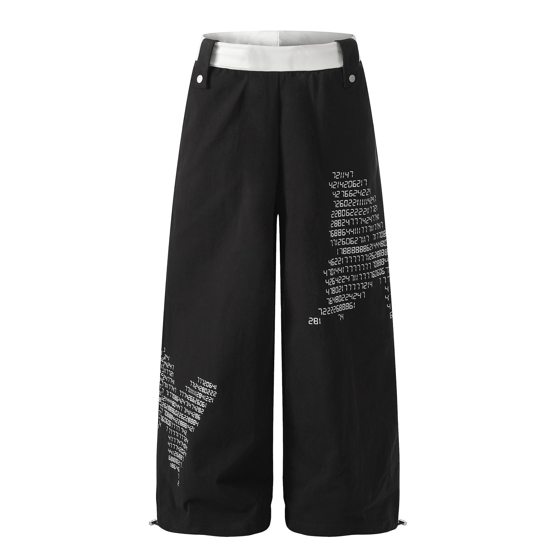 26 Spring New American Retro Print Casual Women s Long Pants L чёрный