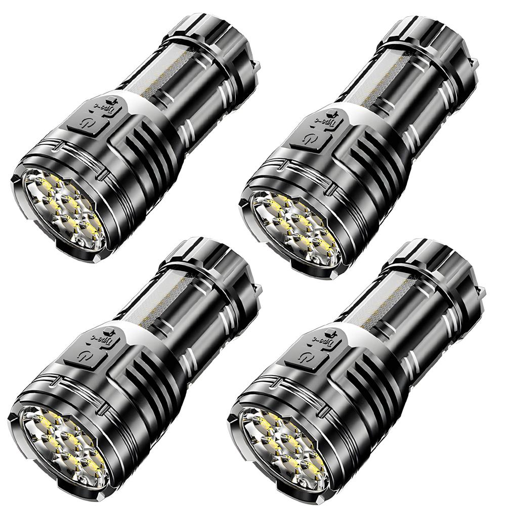Powerful Flashlight With 9 Lamp Beads Super Tactical Light With COB Side Light Camping Lantern USB Rechargeable Outdoor Torch