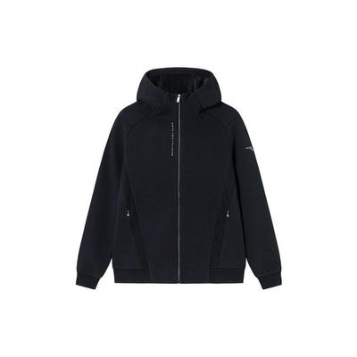 Training Series Solid Color Zipper Hooded Fleece Jacket Women Jackets Basic-Black 162347718-4