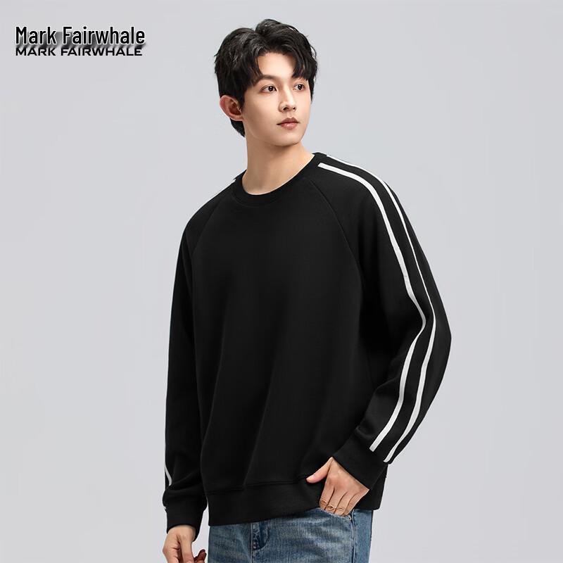 

Mark Fairwhale Men s American Retro Color Block Stripe Round Neck Sweatshirt 3XL