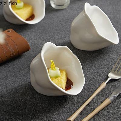 Creative Flower Shaped Ceramic Bowl Dessert Snack Bowl Dim Sum Bowl Sushi Bowls Appetizer Bowls Restaurant Specialty Tableware