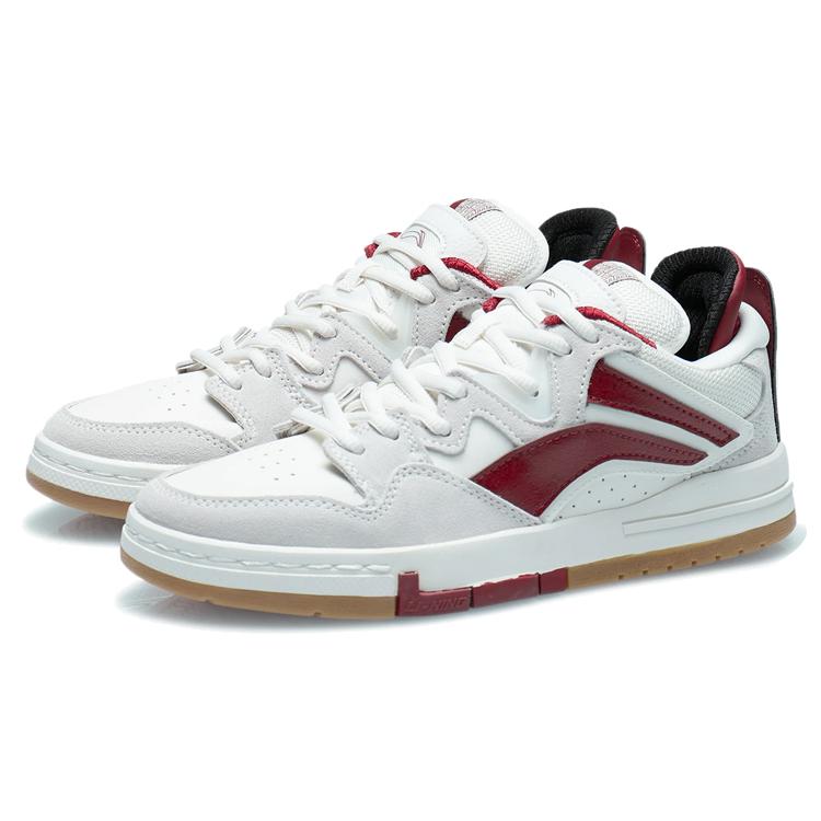 New LiNing Wei Wu PRO Anti Slip Wear Resistant Low Top Skateboard Shoes Women's White Gray Red AECR074-4