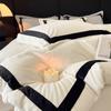 Sleep Grid Three-dimensional Color Carved Velvet Milk Velvet Four Piece Set