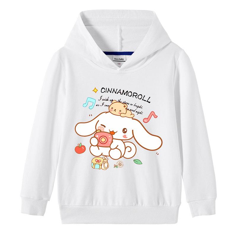 Girls new cute Sanrio Cinnamoroll print fleece hoodie fall and winter fashion and comfortable outdoor sports kid long sleeve top