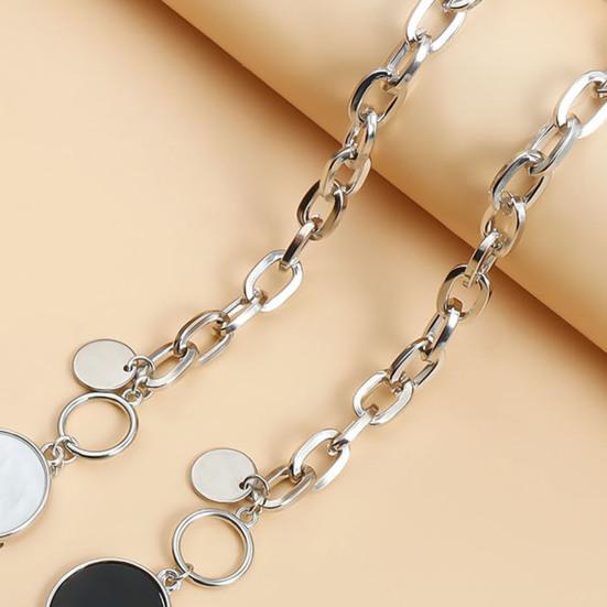 Choker Punk Geométrico Brincos Pendentes com Gancho de Fecho Alavanca Choker em Y com Pingente de Disco Corrente Grossa para Uso Diário Festas de Rua