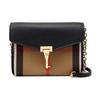 Check Print Buckle Closure Cowhide Shoulder Crossbody Bag for Women In Black and Brown