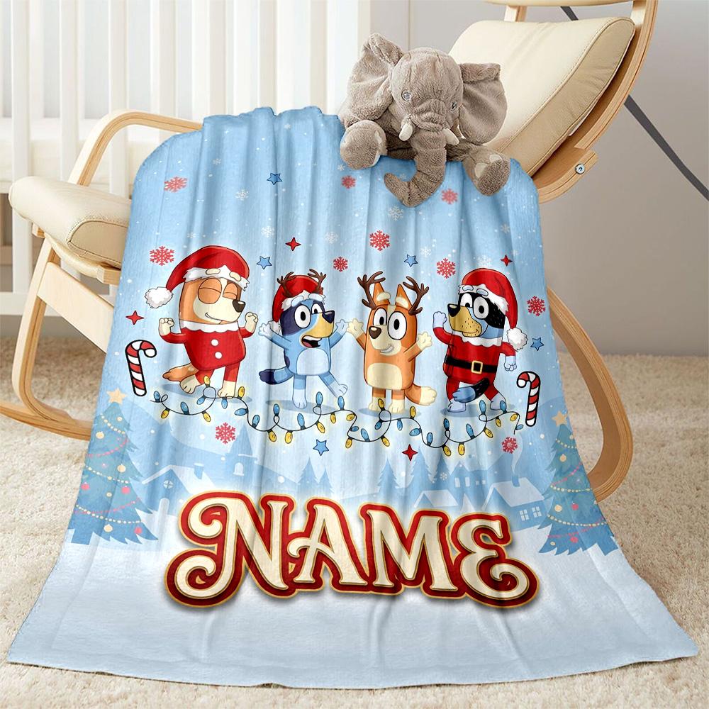 Christmas Adventure City Personalized Text Blanket Multi-purpose Personalized Blanket Soft & Cozy for Nap Picnics Office Chair Bedding