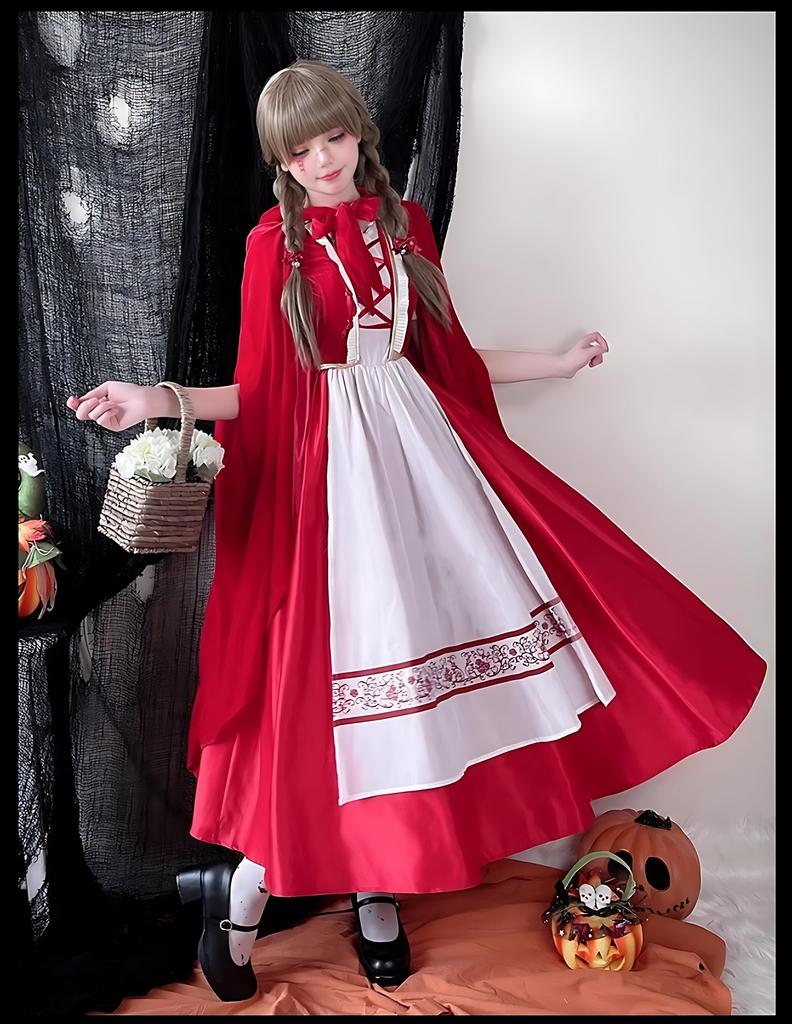 JUNDOMECY Halloween Cosplay Little Red Riding Hood Costume for Luxurious and Plus Size Outfit with Fairytale Character Costume for Cultural Stage and