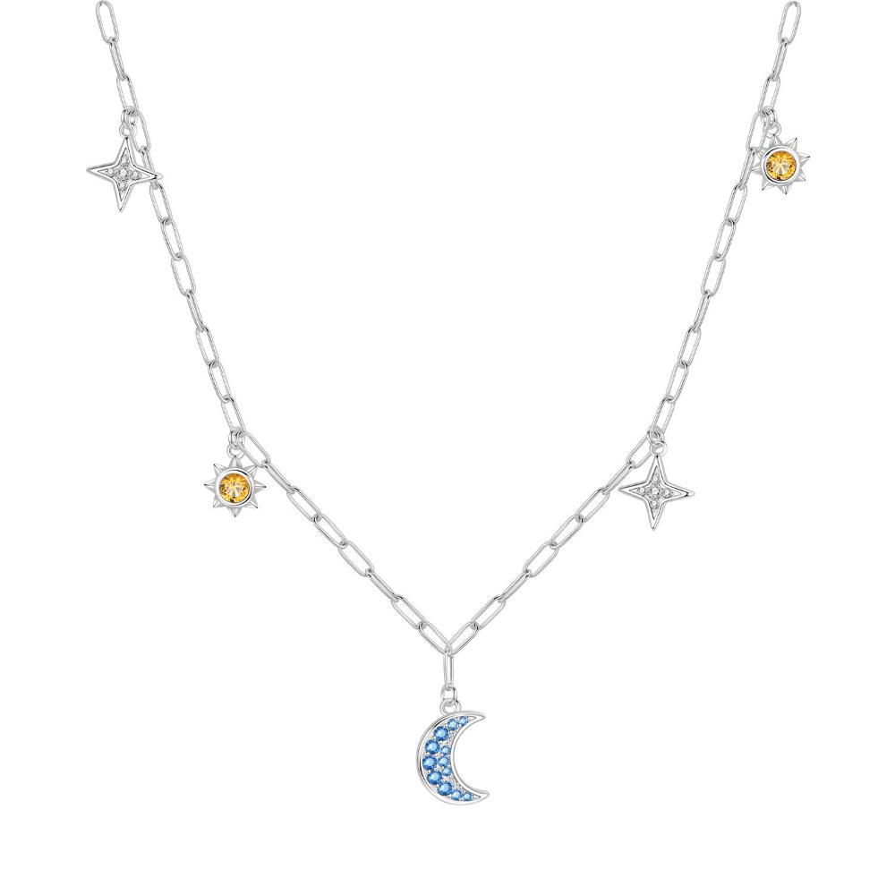 New Star Moon Sun Necklace Stylish Simple Star Moon Pendant Collarbone Chain Female