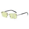 Multifocal Night Vision Reading Glasses for Men Unisex Rimless Square Eyeglases Trendy New Near Far Presbyopia Eyewear +4.0