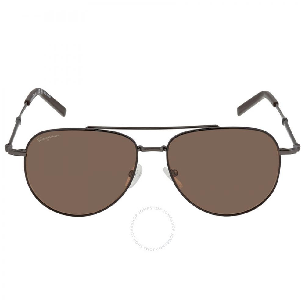 

Коричневые солнцезащитные очки унисекс Salvatore Ferragamo Pilot SF226S 021 58