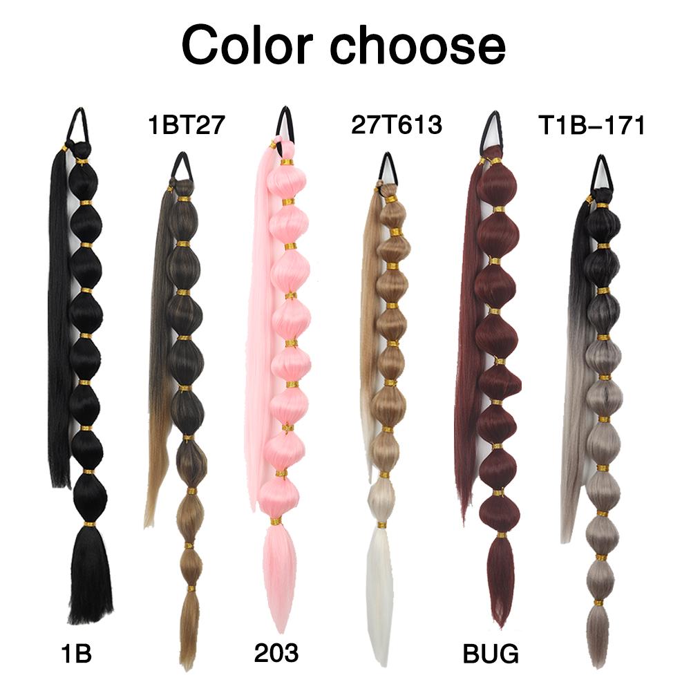 Synthetic Long Bubble Ponytail Extensions Soft and Elastic Puff Ponytail Wrap Around Hair Tie Straight Ponytail For Women Daily Use