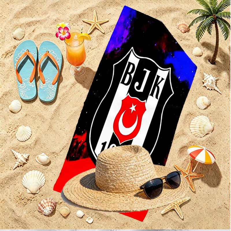 Besiktas J.K Print Beach Towel, Versatile Lightweight Absorbent Beach Towel for Pool Surf Yoga Bathroom, Perfect Birthday Holiday Gift