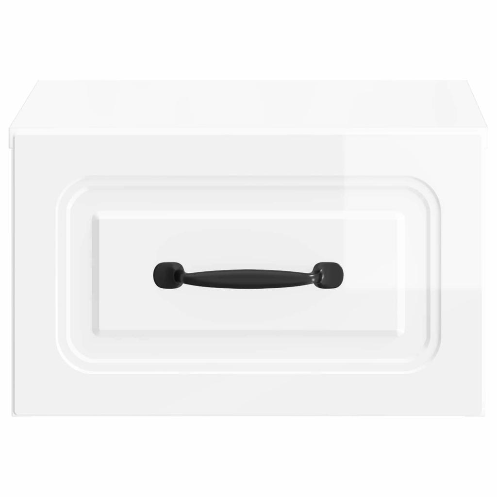 Wall Mounted Nightstand High Gloss White 34.5 x 33 x 20 cm