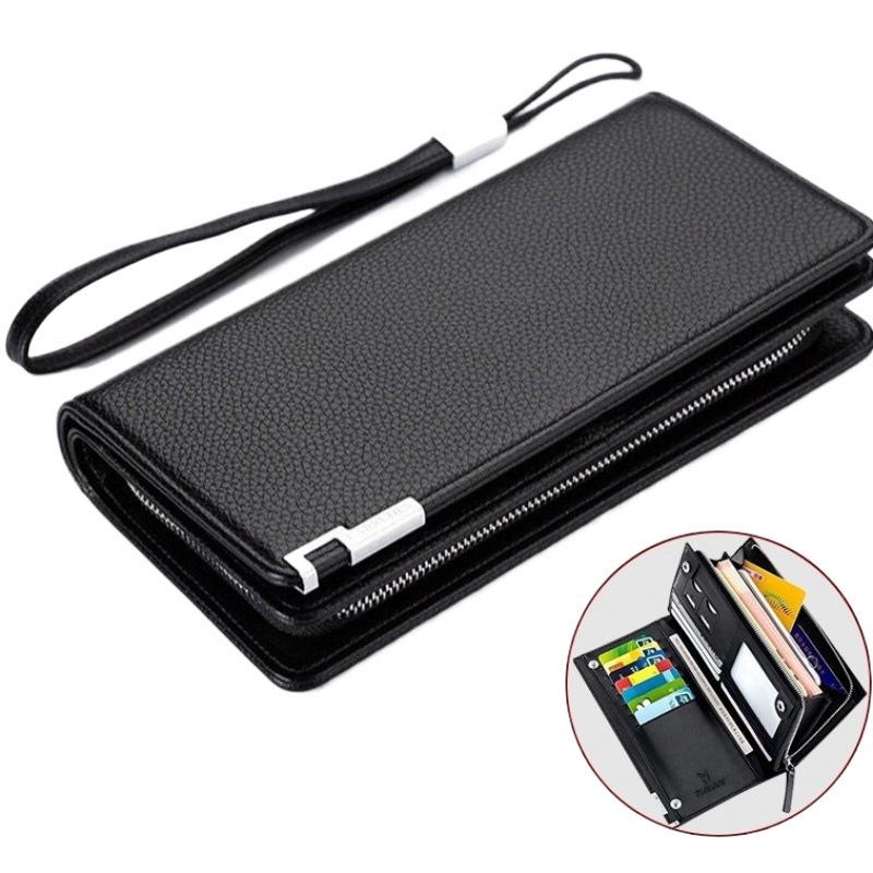 Herren Lange Geldbörse Clutch mit Großer Kapazität und Reißverschluss-Stil