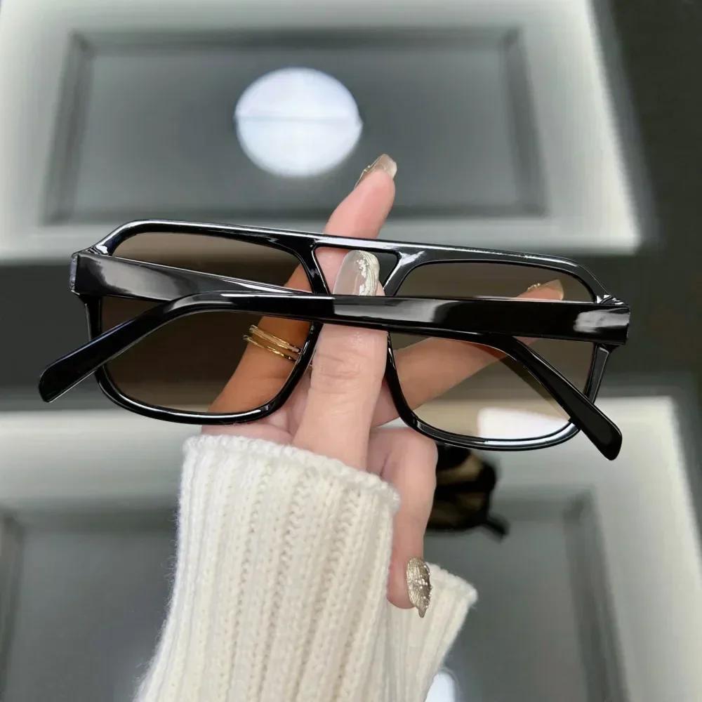 New Square Double Beam Pilot Sunglasses Personalized and Trendy Multi-color Driving Cycling Tourism Street Photography Glasses