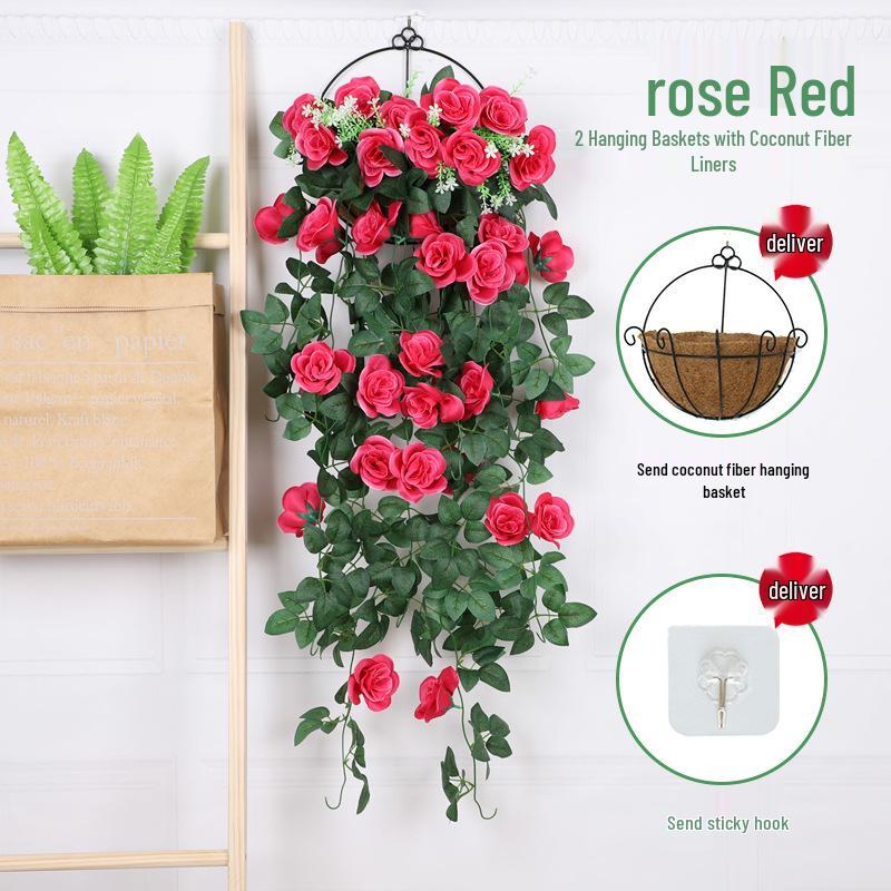 Artificial Violet Flower Vine - Silk Rose Hanging Decor for Weddings and Walls