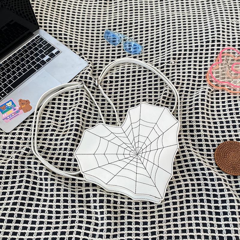 Street Wind Love Embroidery Thread Messenger Bag Personalized Spider Web Women's Bag Multi-functional Double Shoulder Messenger Bag
