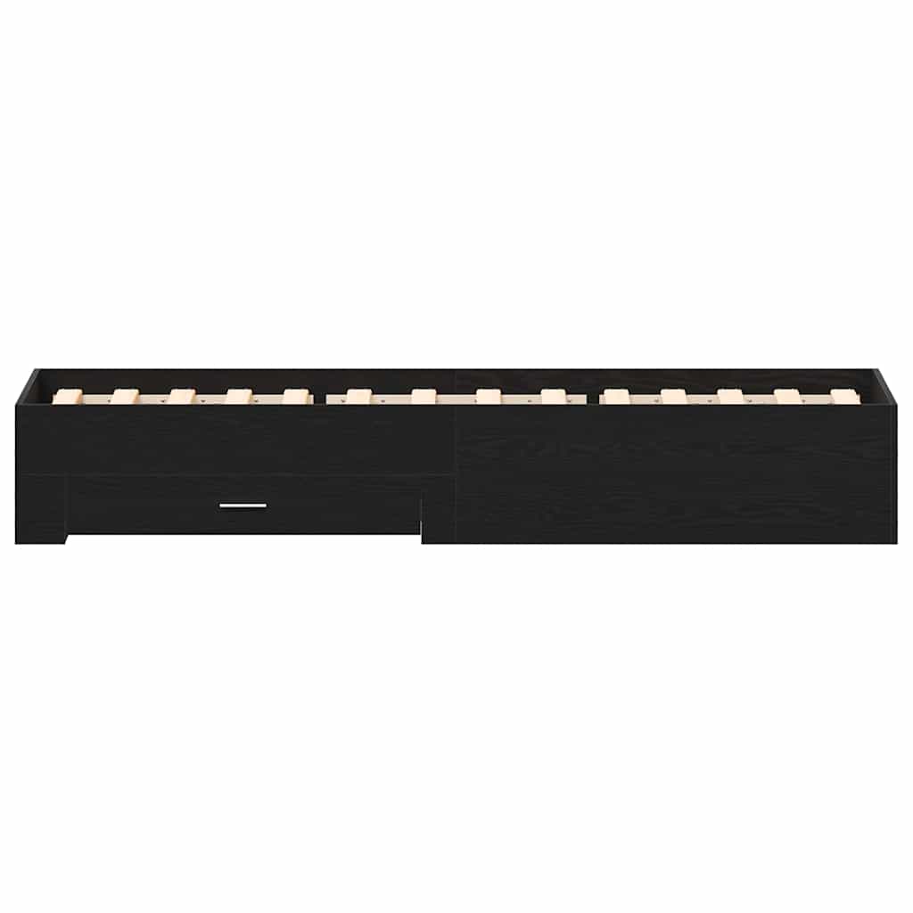Bed Frame in Black Oak Effect 90 x 190 cm Engineered Wood