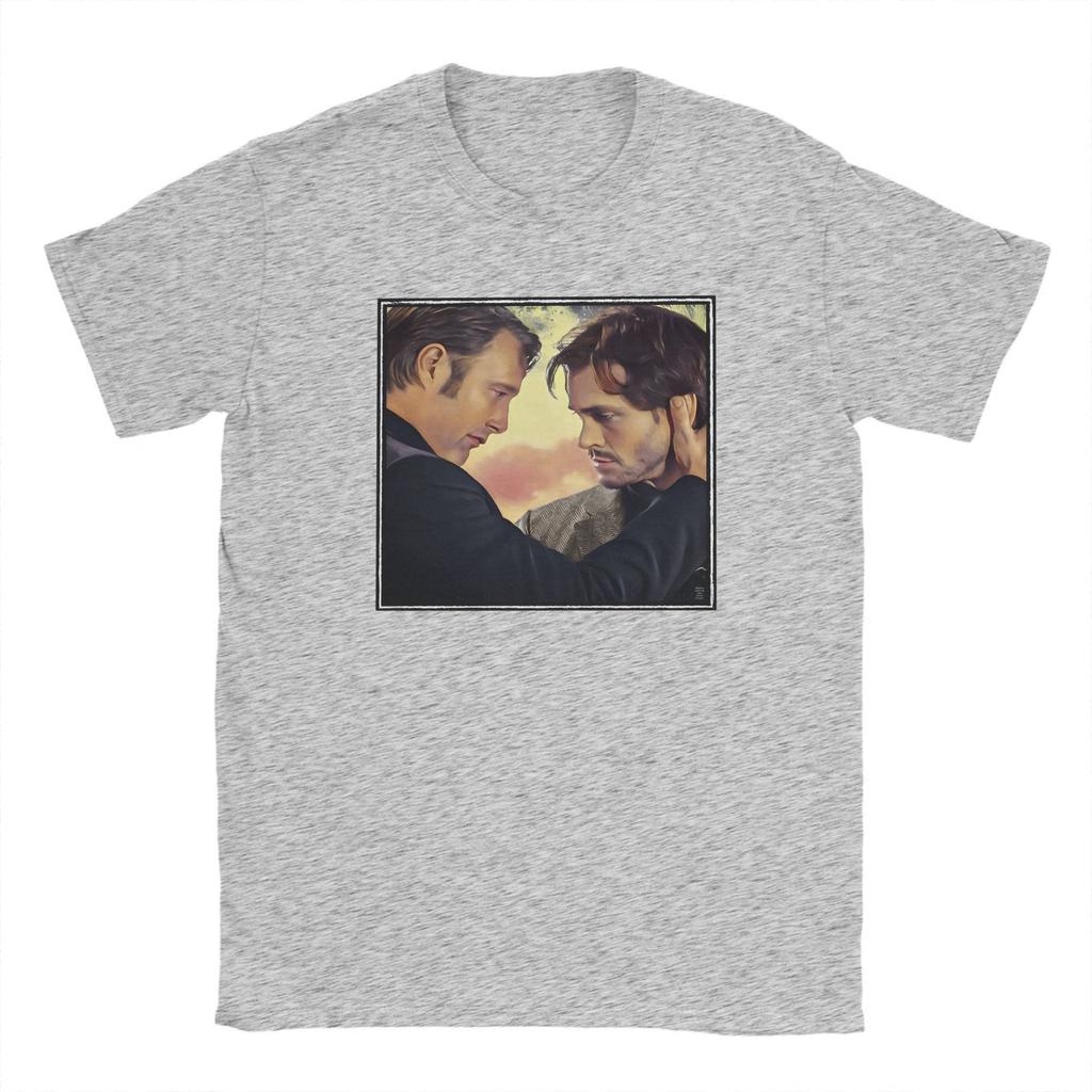 Hannibal und Will Hannigram Sonnenuntergang T-Shirts für Herren Reine Baumwolle Kreative T-Shirts Rundhals Hannibal T-Shirt Kleidung