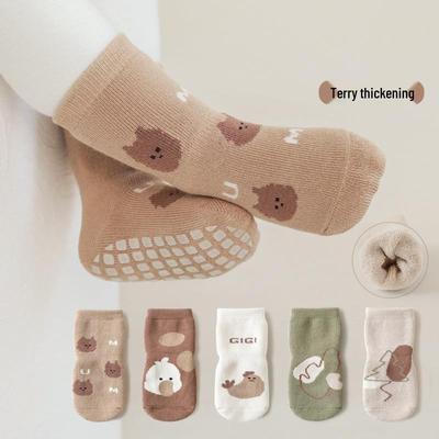 Cozy Terry Thickened Infant Non-Slip Floor Socks - Newborn To Toddler Mid-Calf Socks