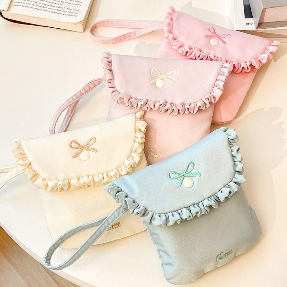 Baumwolltuch Damenbinden Aufbewahrungstasche Große Kapazität Schleife Kosmetiktasche Mini Kosmetiktasche Outdoor