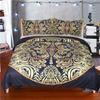 Down Comforter Set 3-piece Ultra-fine Fiber 3D Exotic Retro Gold Printed Bedding Set with Zipper Closure Pillowcase Duvet Cover
