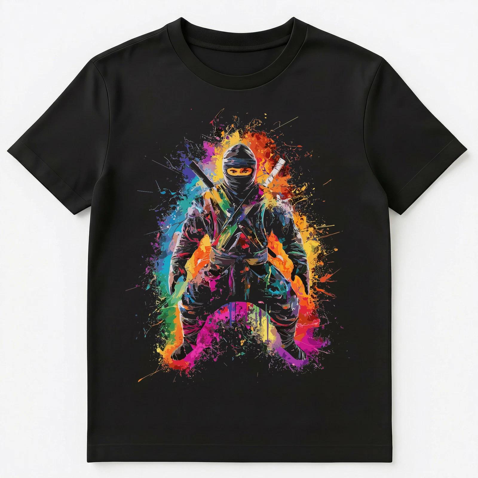 

Colorful Paint Splash Ninja Art Graphic Unisex T-Shirt XL