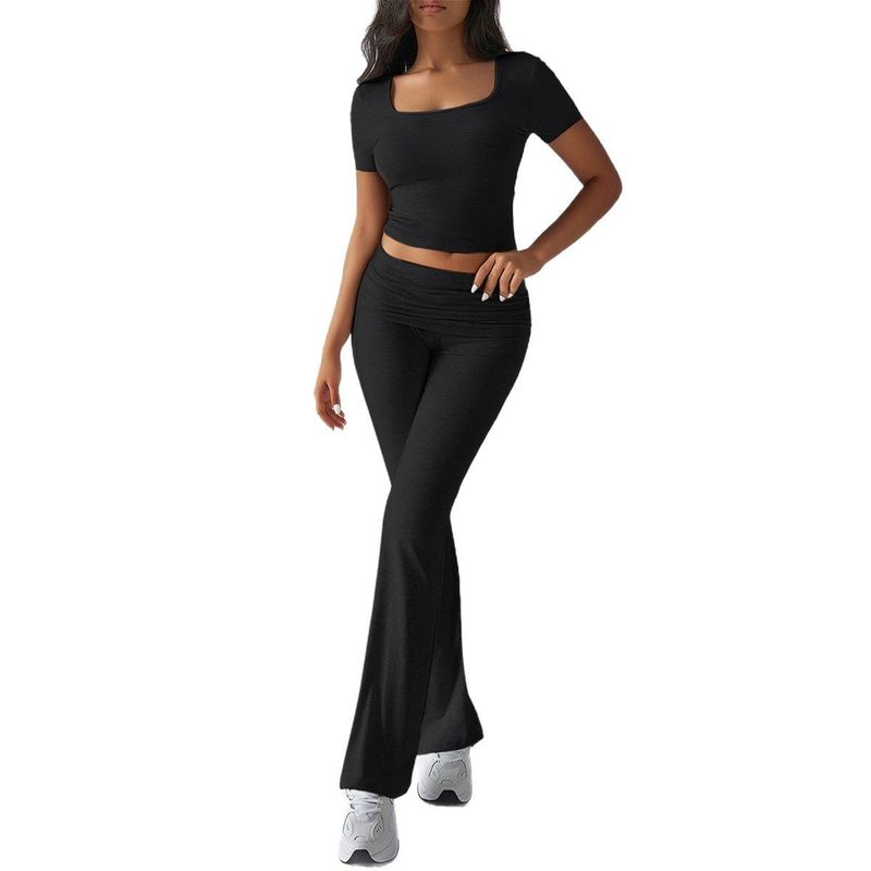 Spring 2025 Summer Cross-Border European and American Foreign Trade Women clothes Blazer Solid Navel T-shirt Long Pants Two-piece Suit
