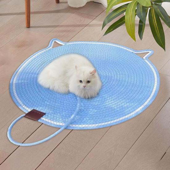 

Scratcher Mat Cotton Rope Cat Scratch Pad Round Horizontal Floor Scratching Pad with Ball Toy for Indoor Cats Furniture Protector 50 cm білий
