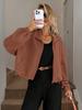 Fall Winter High Neck Zipper Drawstring Pocket Women Loose Baseball Jacket Coat