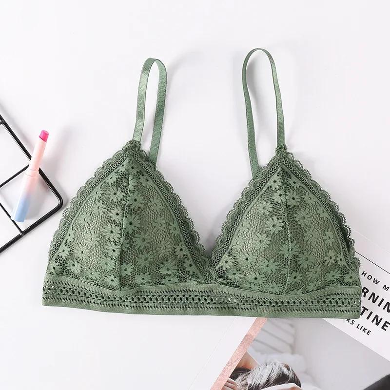 Sexy Floral Lace Bra Top for Women Push Up Female Lingerie Breathable Bralette Removable Pad Thin Fashion New Wireless Bras