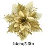 Glitter Artificial Poinsettia Flowers Christmas Tree Ornament Home Decor Sparkling New Year's Xmas Festive Flower Heads