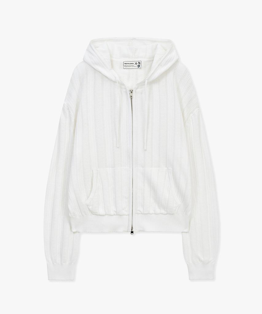 Mongdol Punched Knit Zip-Up Hoodie White Mdcd060White