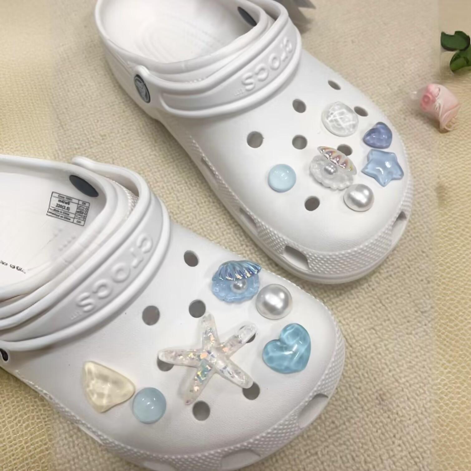 Украшения для обуви в стиле Xiaohongshu, синяя морская ракушка и морская звезда