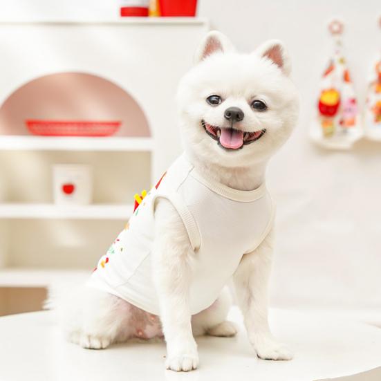 Dog Shirt Summer Ice Silk Pet T-Shirts Soft Breathable Burger Fries Ice Cream Print Sleeveless Vest for Small Medium Dogs