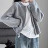 Vinter Solid Stickad Cardigan Damjackor Söt Dragkedja Cropped Tröjor Koreansk Vintage Casual Lös Kort Stickat Kappa 28975