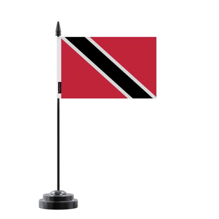 Drapeau De Table De Trinité-et-Tobago – 14 X 21 Cm – Polyester – Socle En Plastique Noir – Pixelforma