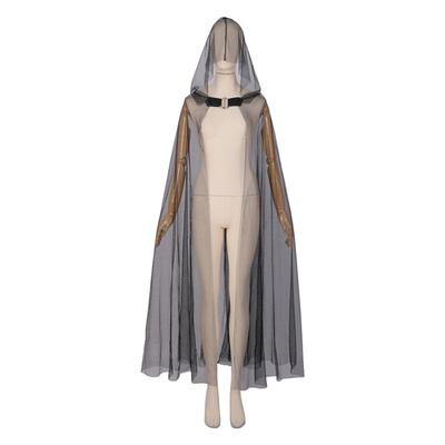 Mittelalterliche Renaissance Kapuzenmantel Halloween Cosplay Kostüm Durchsichtiges Netz Hexen Hexenmantel für Spukhäuser Party