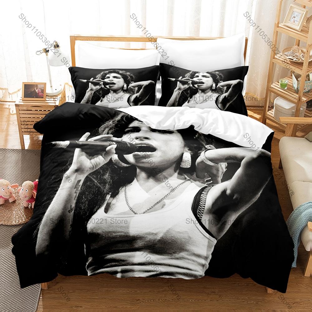 Personality Amy Winehouse Fans Gift Bedding Set New Duvet Cover Pillowcase High Quality Bed Set For Jazz & Soul Music Lovers Ret
