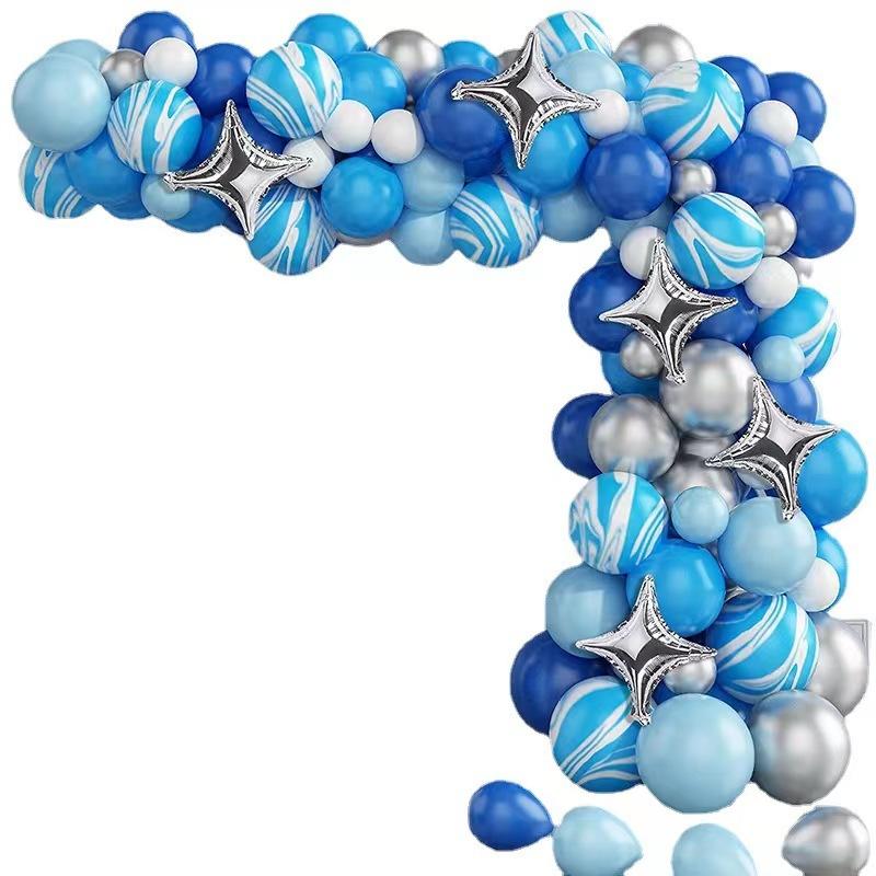 Agate Pattern Balloon Blue Combination Package Birthday Party Wedding Decoration Opening Arch Balloon