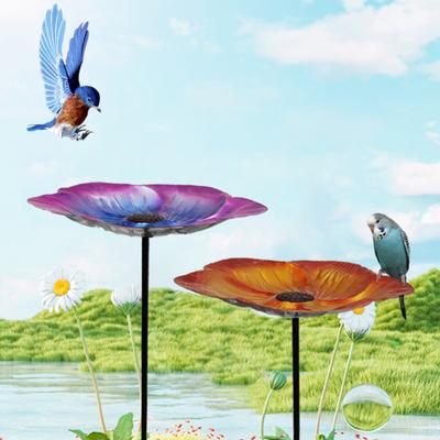 Bain d'oiseaux avec piquet en métal, installation simple, résistant aux intempéries, hauteur réglable, support décoratif pour mangeoire à oiseaux d'extérieur