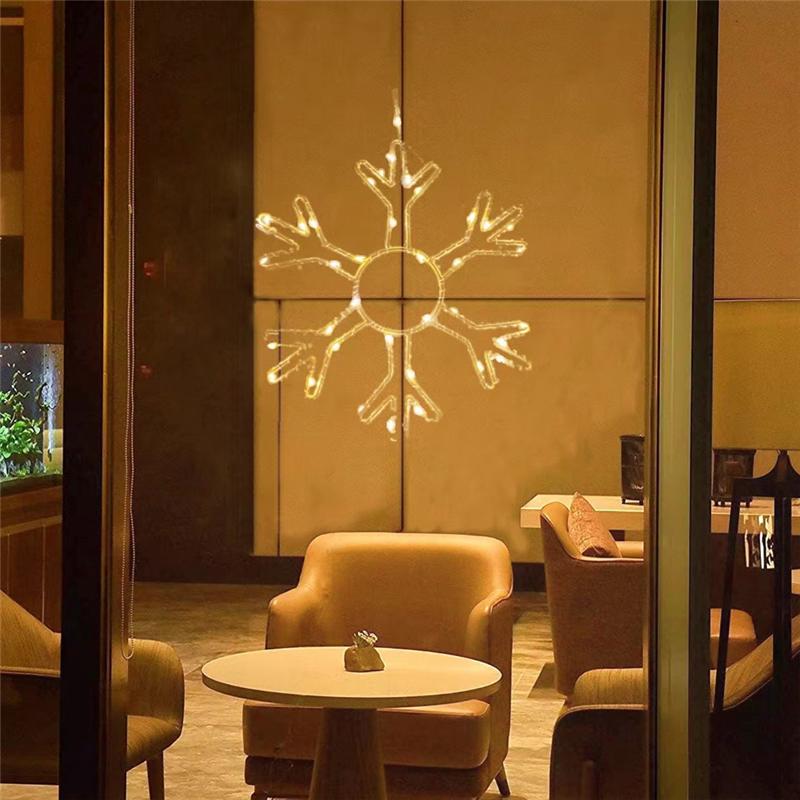 2PCS Christmas Snowflake Window Lights Decorations Led Snowflake Lights For Home Xmas Decor Warm Light-B61B