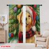 2pcs,2D Plane Printing Popular Curtains Christmas Dog Polyester (without Rod) Outdoor Decorations Ldeal for Bedroom Living Room